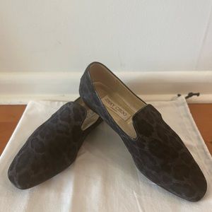 Jimmy Choo Grey Leopard Suede loafers - Size 37 (7)